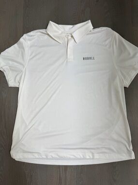 NOBULL Men's White Performance Polo, Camo Textured, Lightweight, EUC, XXL